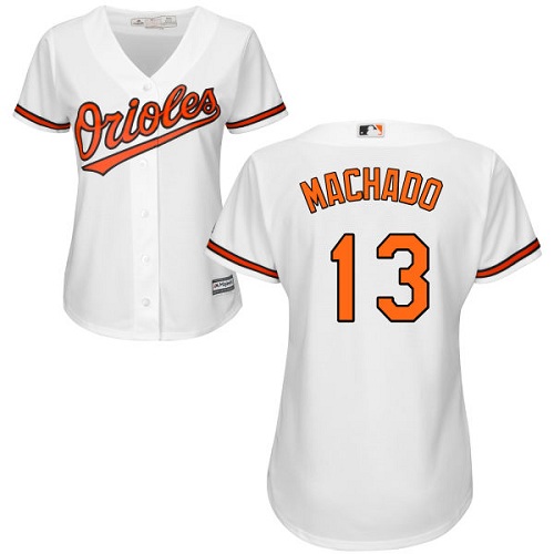 Orioles #13 Manny Machado White Home Women's Stitched MLB Jersey - Click Image to Close